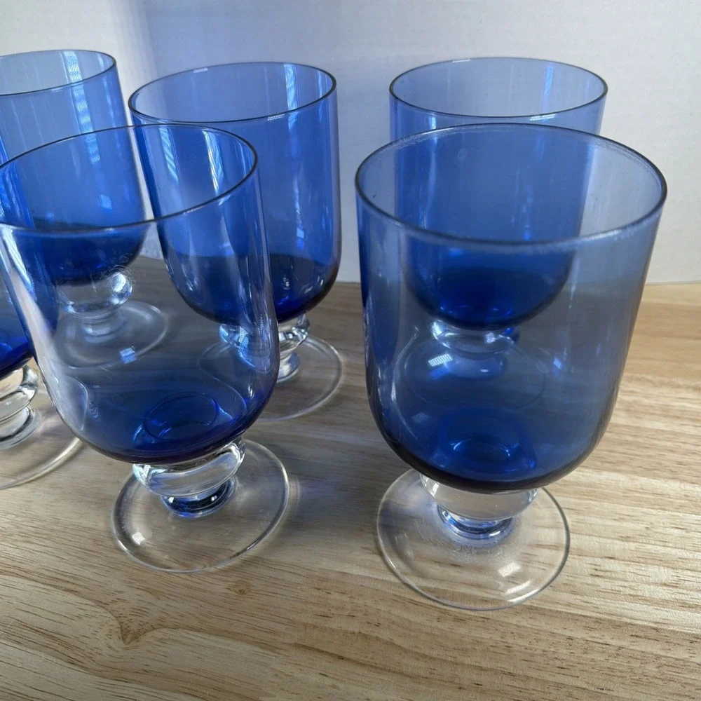 Dansk Genna Azure Blue Iced Tea Glasses Set Of 6 Modern Stemware